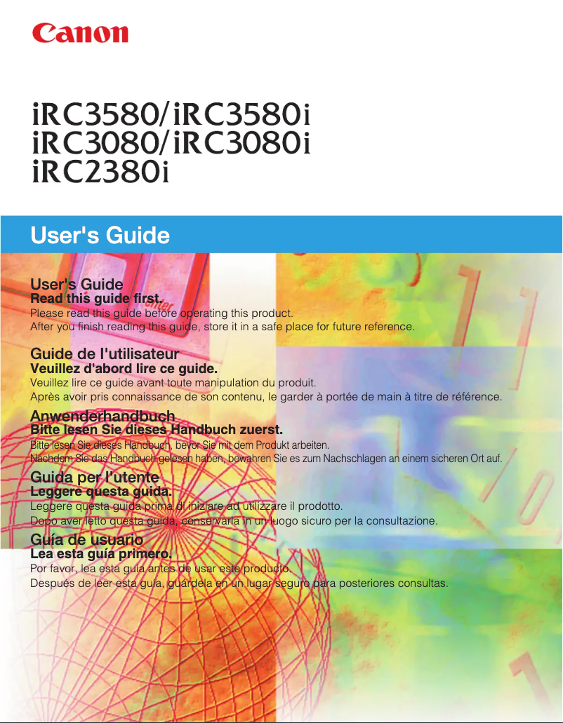 Page 1 de la notice Manuel utilisateur Canon imageRUNNER C3580Ne
