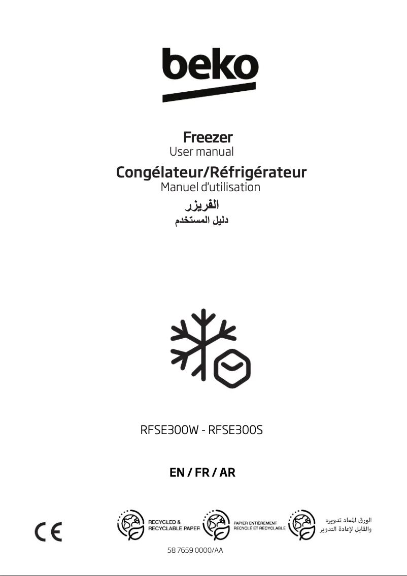 Page n°1 - Manuel utilisateur Beko RFSE300S