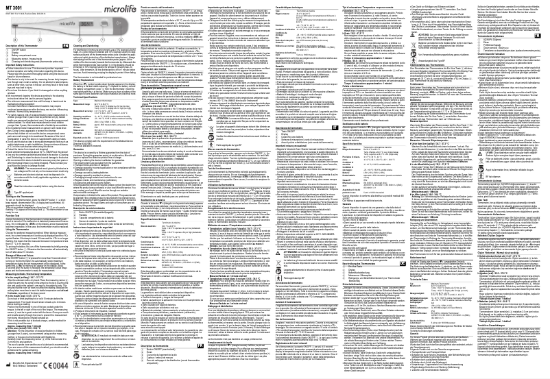 Page 1 de la notice Manuel utilisateur Microlife MT 3001