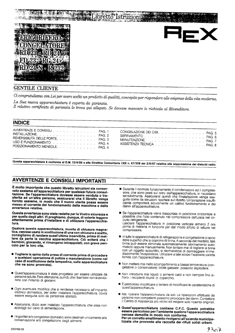 Page 1 de la notice Manuel utilisateur Rex FD23