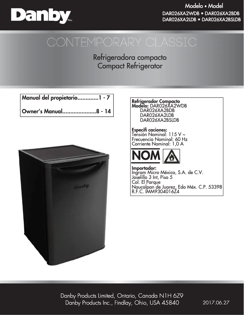 Page n°1 - Manuel utilisateur Danby DAR026XA2BSLDB