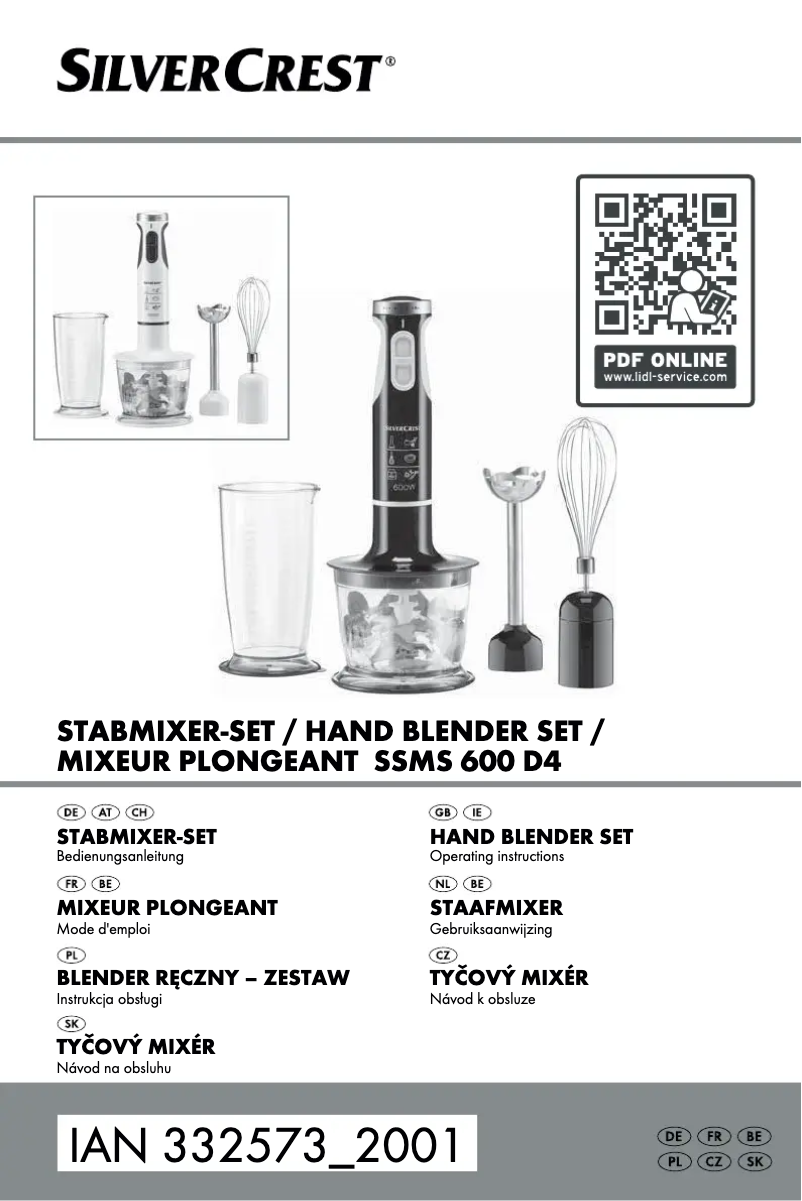 Page 1 de la notice Manuel utilisateur SilverCrest SSMS 600 E2