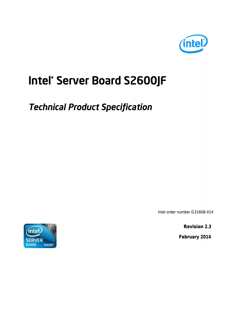 Page 1 de la notice Manuel utilisateur Intel HNS2600JFF