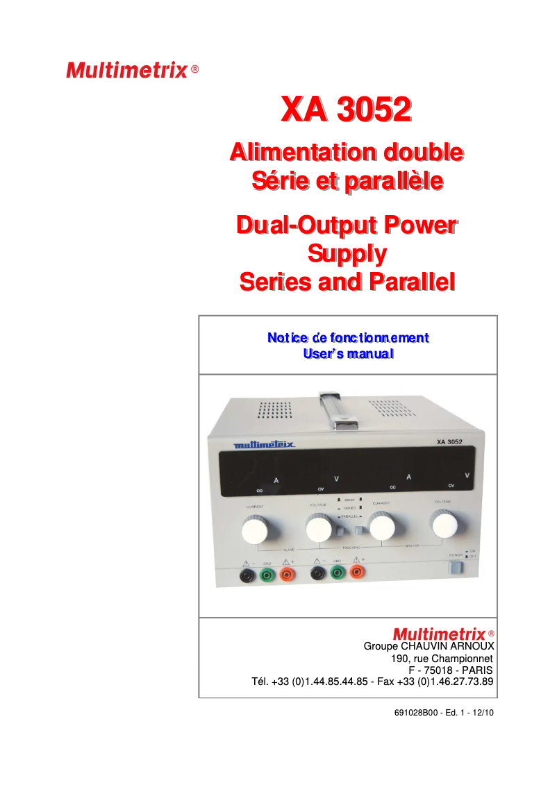 Page n°1 - Manuel utilisateur Multimetrix XA3052