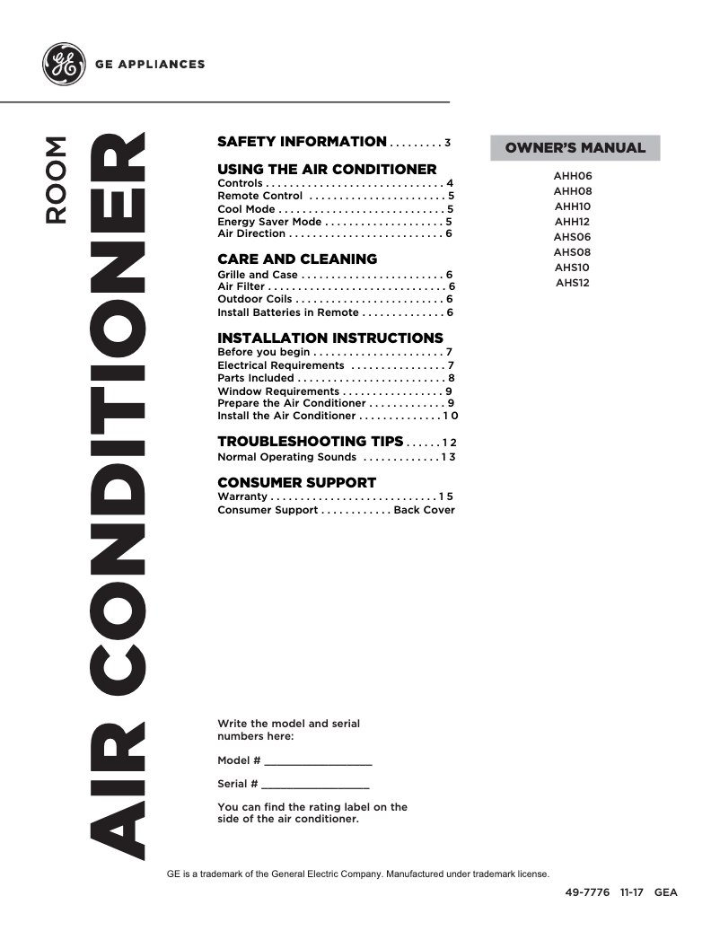 Imagen de la primera página del manual del dispositivo AHS10AX