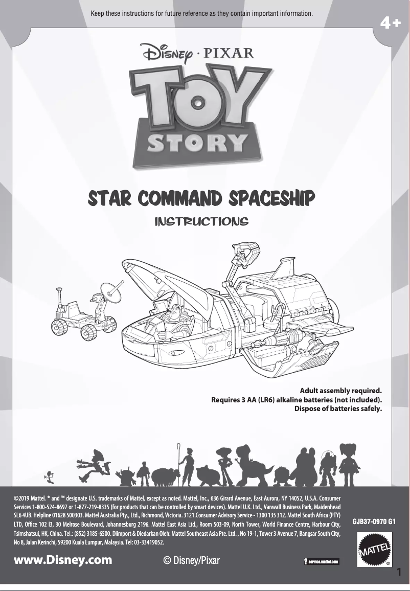 Page n°1 - Manuel utilisateur Fisher Price Disney Pixar Toy Story Star Command Spaceship