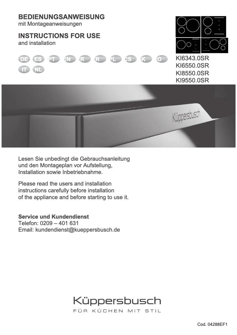 Page 1 de la notice Manuel utilisateur Küppersbusch KI8550.0KSMR