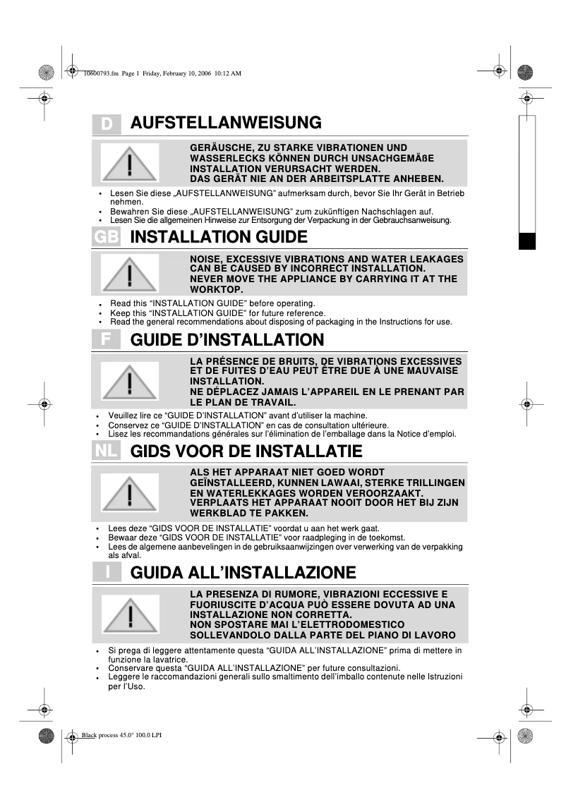 Page 1 de la notice Manuel utilisateur Bauknecht WAK 1300
