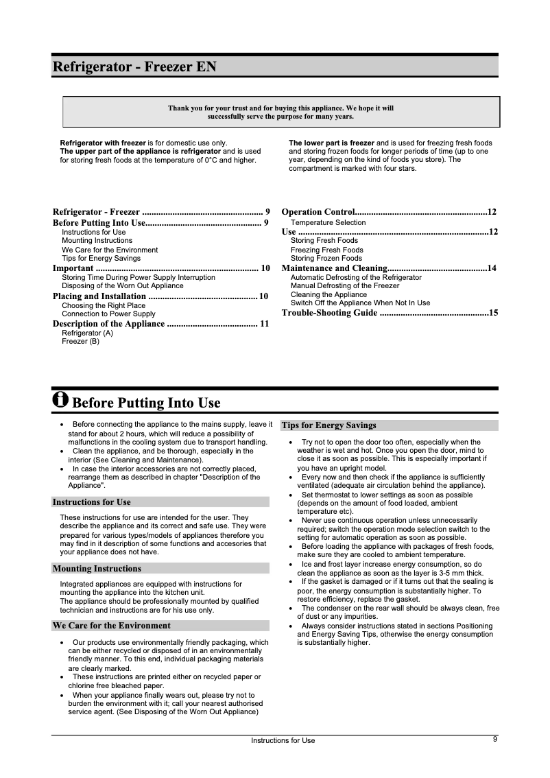 Page n°1 - Manuel utilisateur Gorenje KIE 256 LB