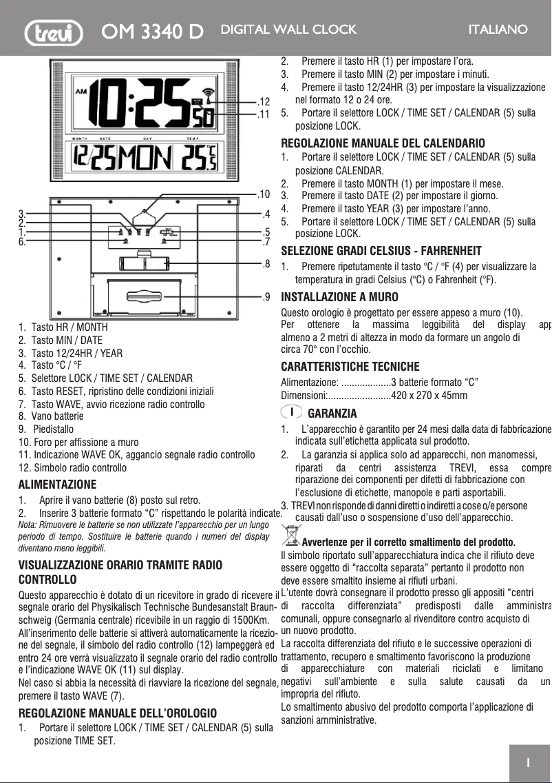 Page 1 de la notice Manuel utilisateur Trevi OM 3340D