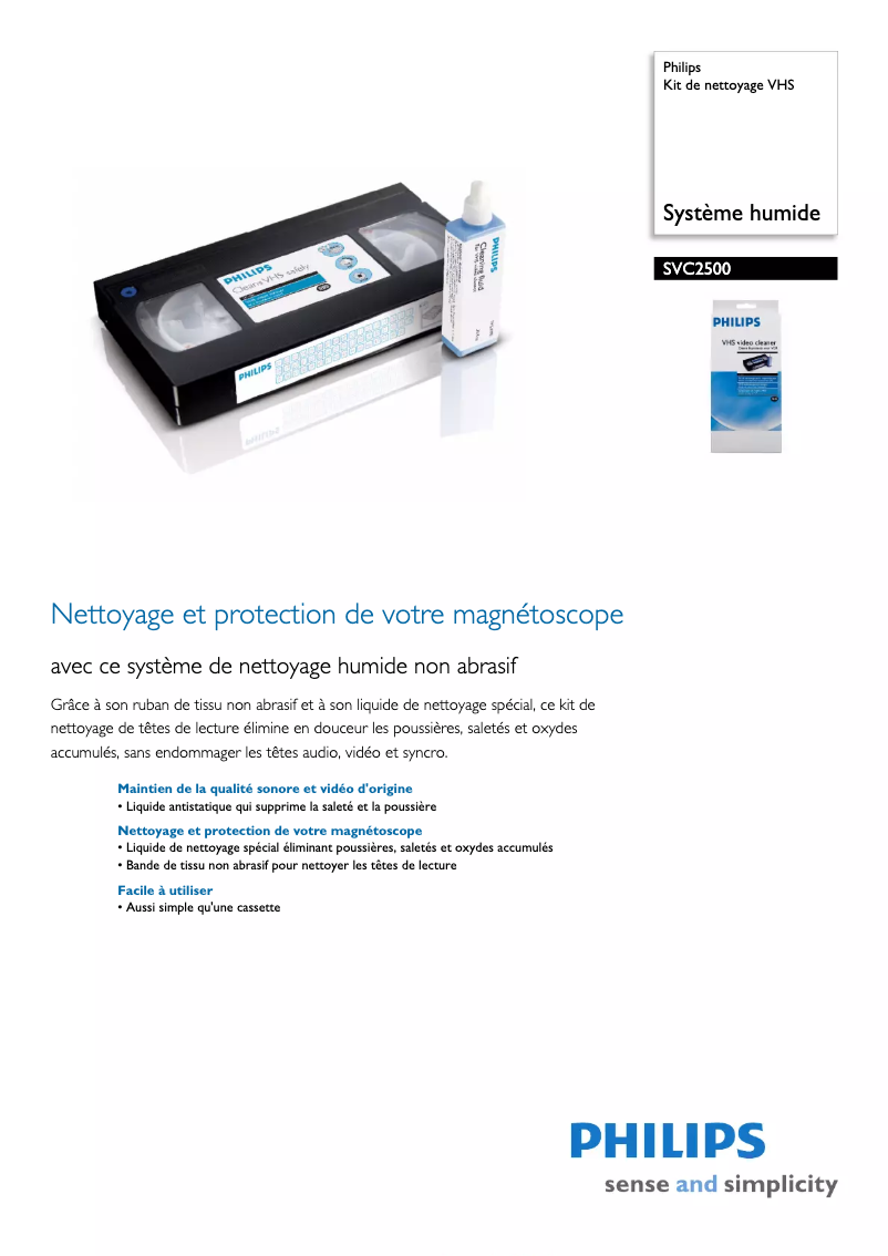 Page 1 de la notice Fiche technique Philips SVC2500