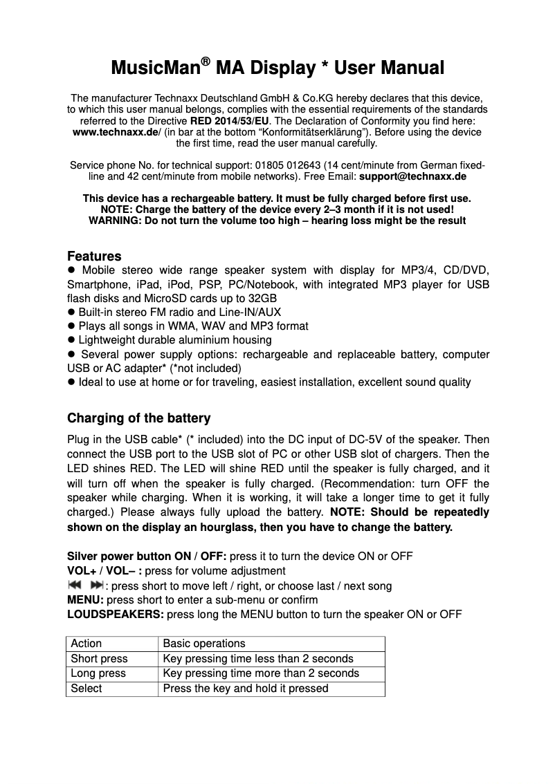 Image de la première page du manuel de l'appareil MA Display