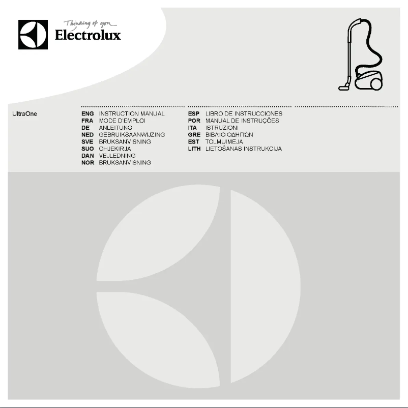 Page 1 de la notice Manuel utilisateur Electrolux UltraOne ZUOGREEN