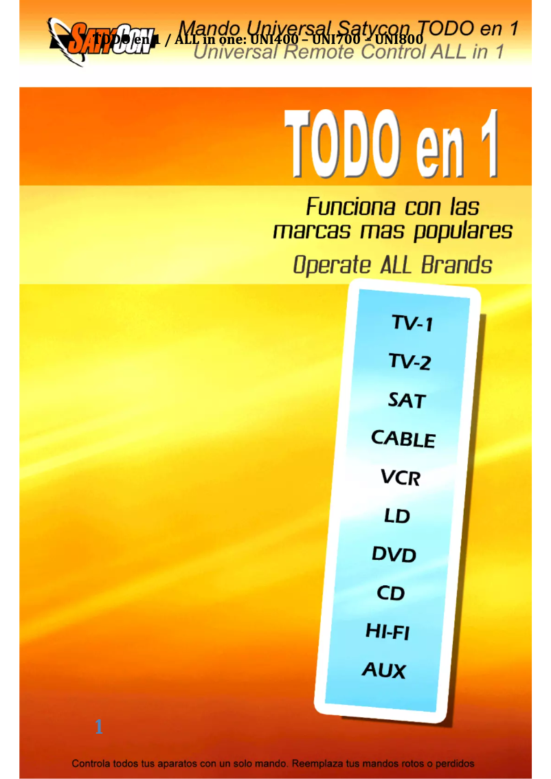 Page 1 de la notice Manuel utilisateur SatyCon UNI800