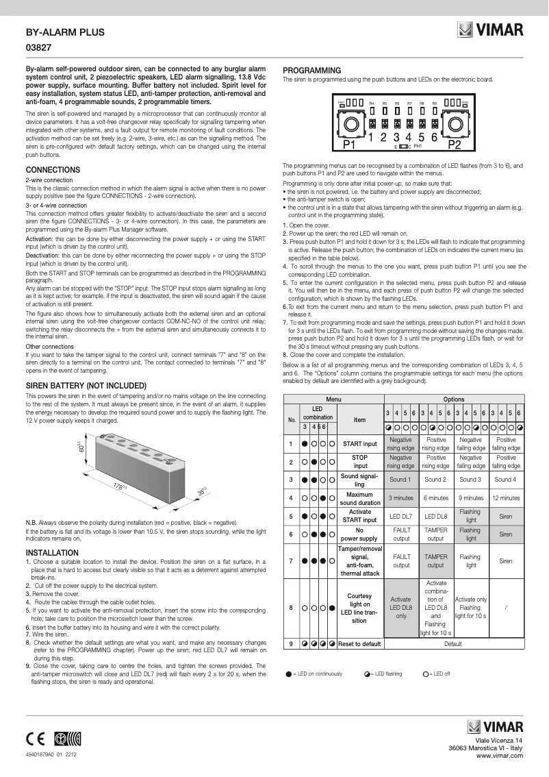 Page 1 de la notice Instructions / montage Vimar 03827