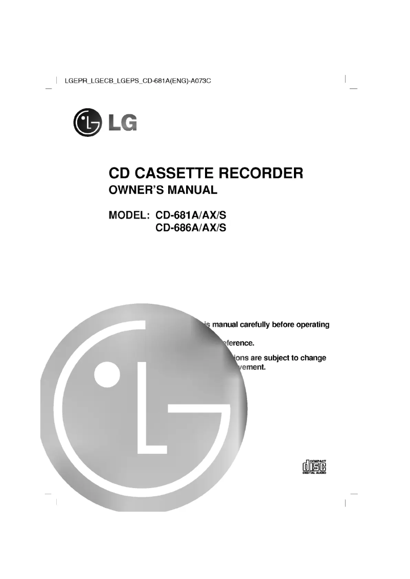 Page 1 de la notice Manuel utilisateur LG CD-681A