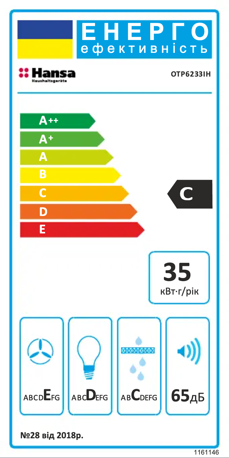 Page n°1 - Label énergétique Hansa OTP6233IH