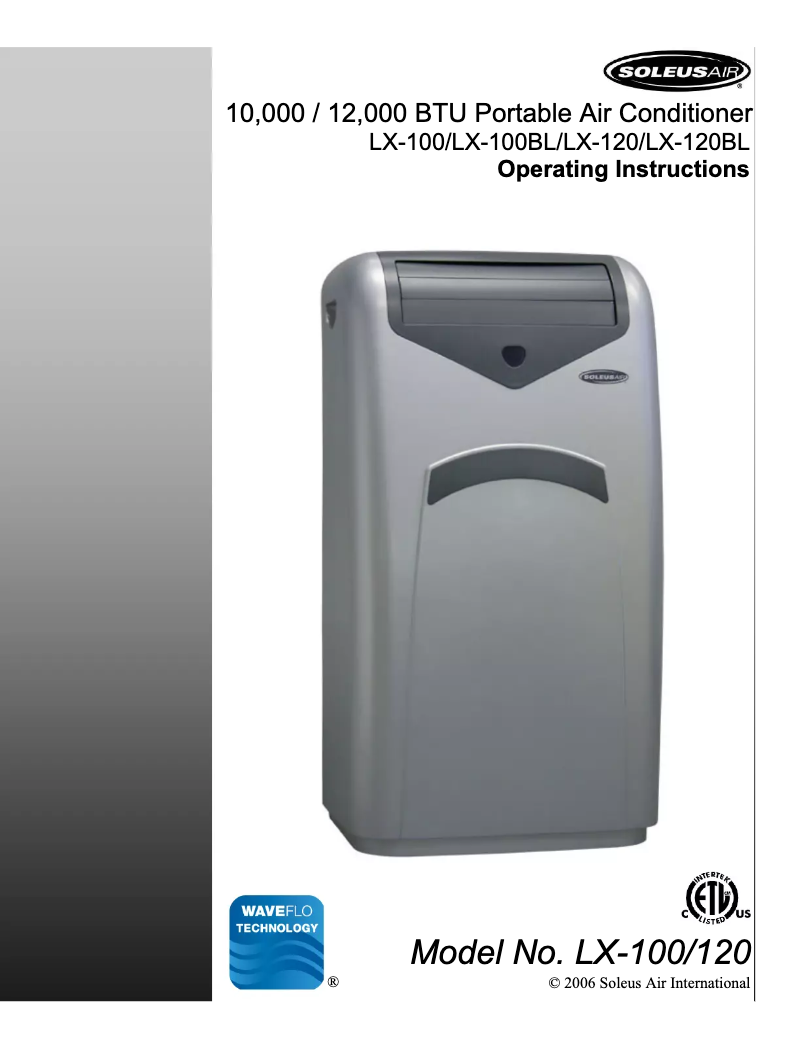 Page 1 de la notice Manuel utilisateur SoleusAir LX-120