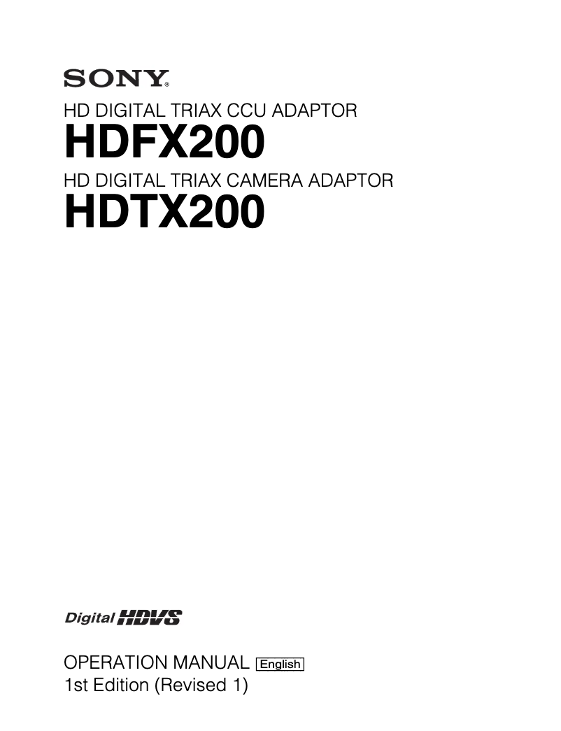 Page n°1 - Manuel utilisateur Sony HDTX-200