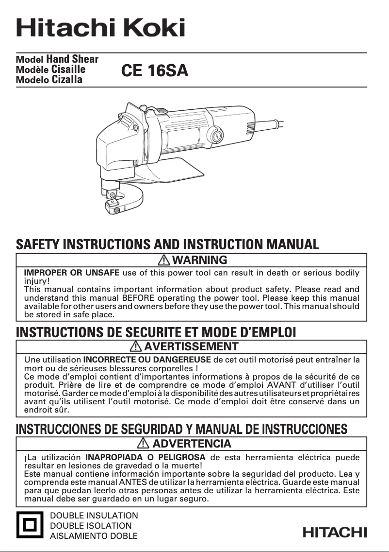 Page n°1 - Manuel utilisateur Hitachi CE16SA