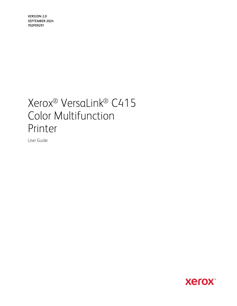 Image de la première page du manuel de l'appareil VersaLink C415