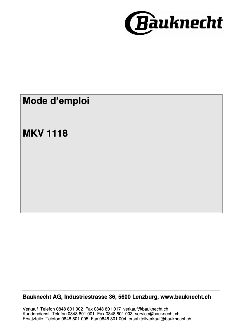 Image de la première page du manuel de l'appareil MKV 1118