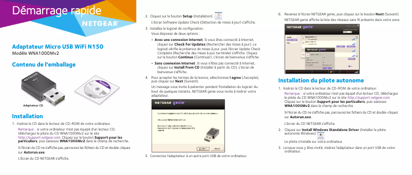 Page n°1 - Guide d'installation Netgear WNA1000Mv2