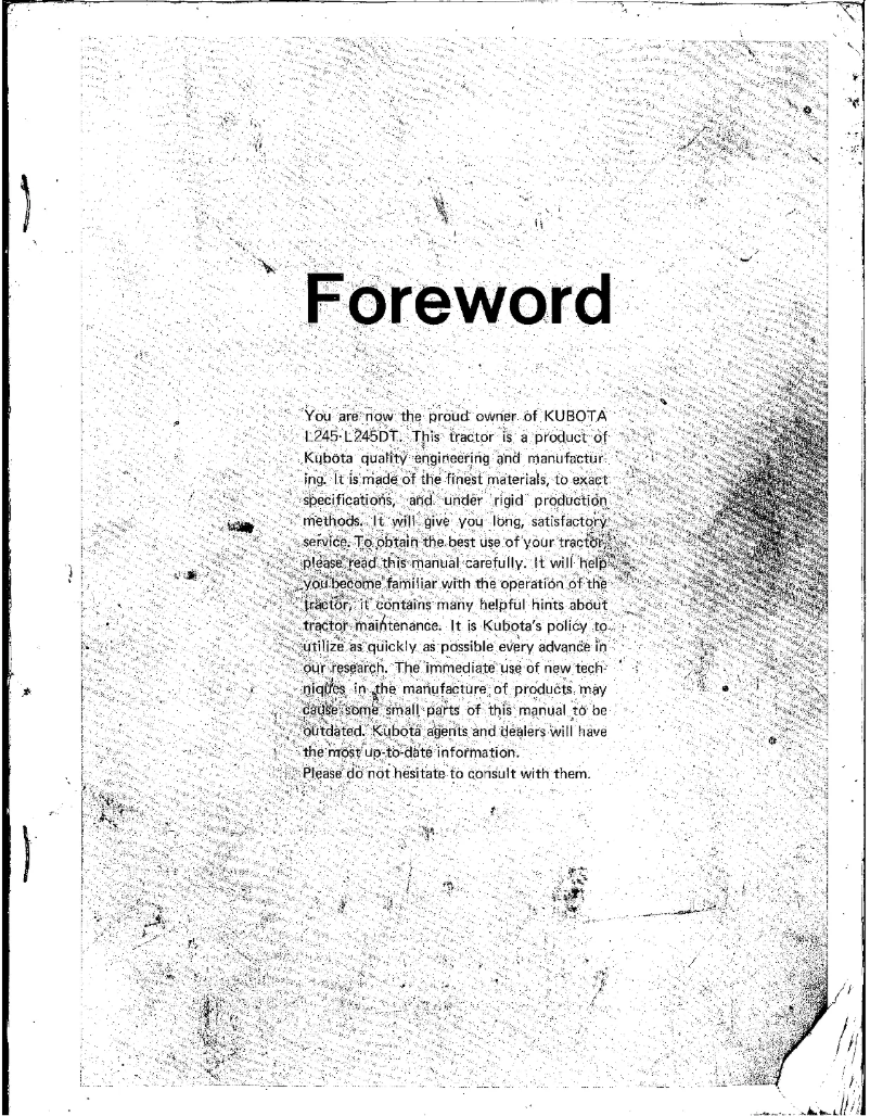 Page 1 de la notice Manuel utilisateur Kubota L245
