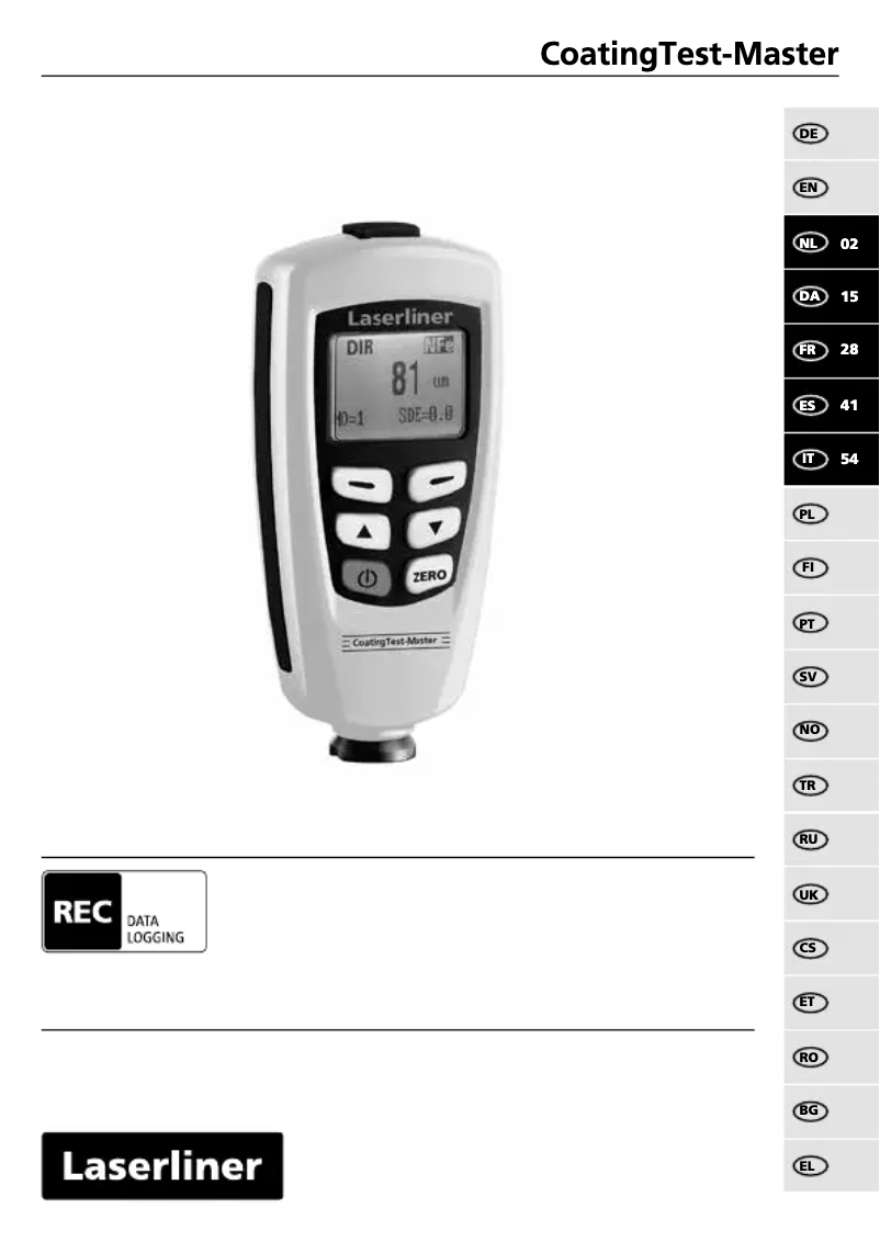 Image de la première page du manuel de l'appareil CoatingTest-Master