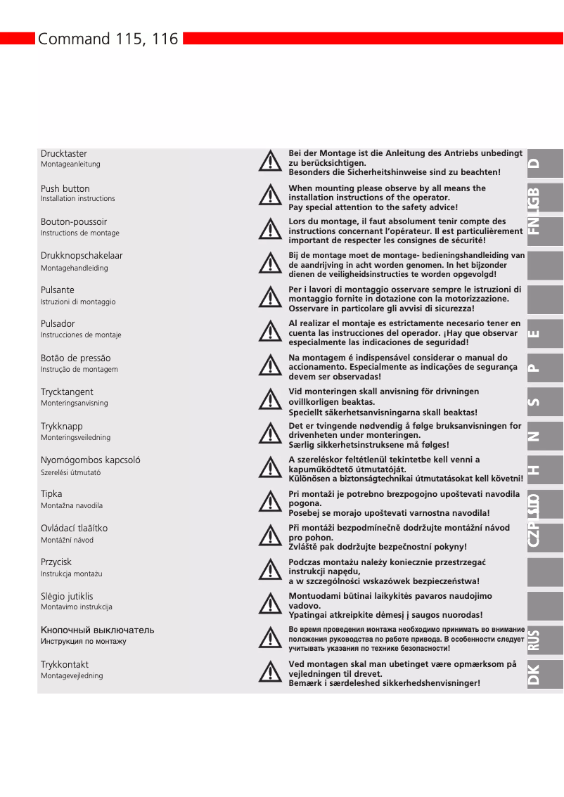 Image de la première page du manuel de l'appareil Command 115