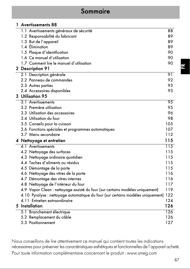Page n°1 - Mode d'emploi Smeg SF6390XE