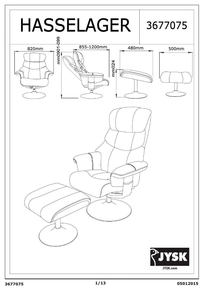 Page 1 de la notice Manuel utilisateur JYSK Hasselager