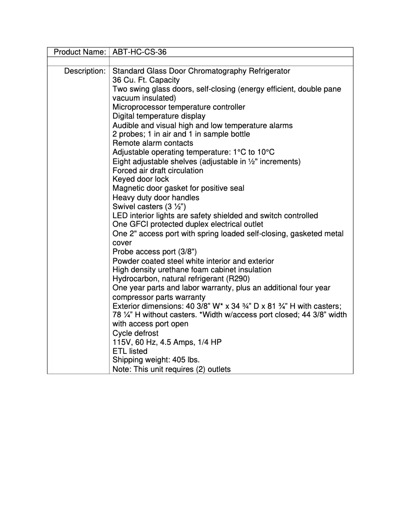 Page 1 de la notice Manuel utilisateur American BioTech Supply ABT-CS-36