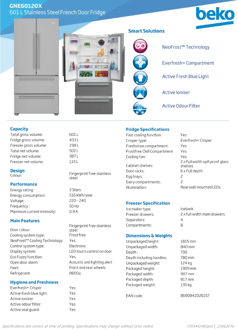 Image de la première page du manuel de l'appareil GNE60120X