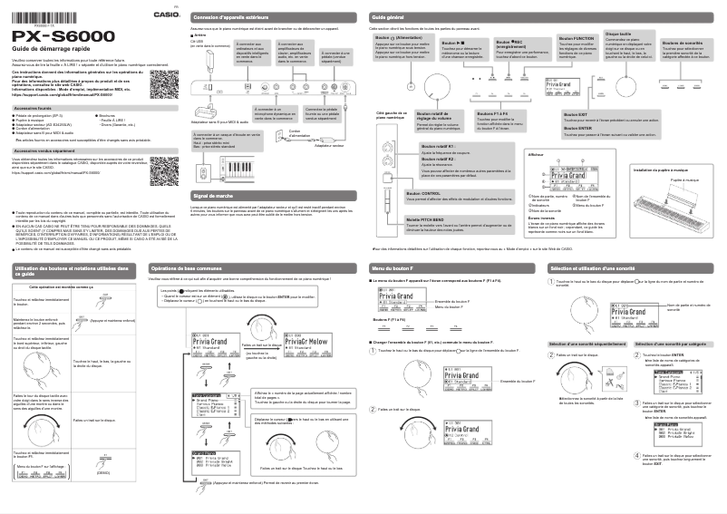 Page 1 de la notice Manuel utilisateur Casio Privia PX-S6000