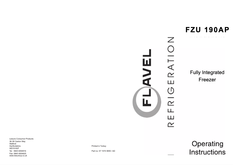 Page n°1 - Manuel utilisateur Flavel FZU190AP