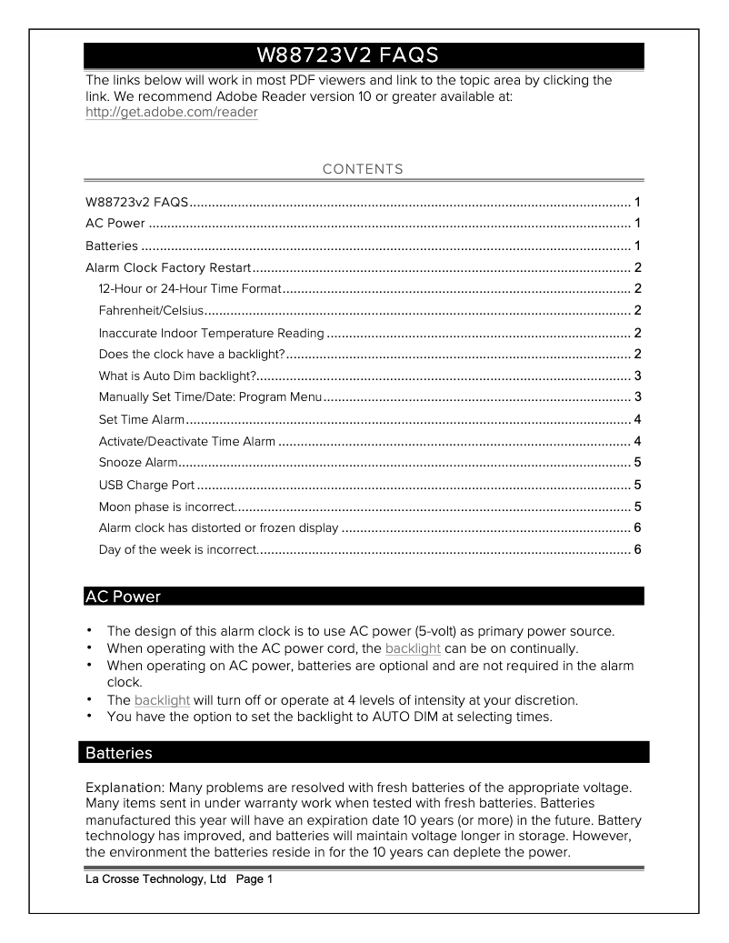 Image de la première page du manuel de l'appareil W88723V2