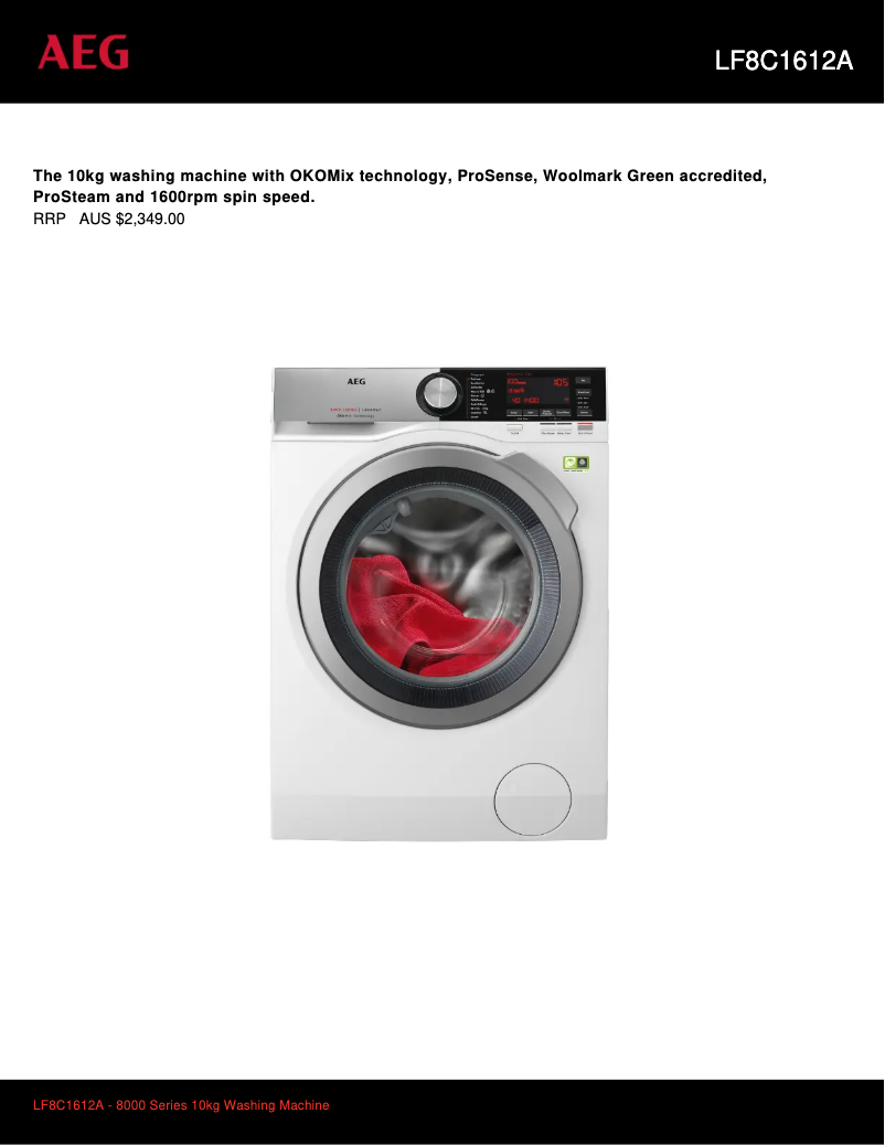 Página 1 del manual Ficha técnica AEG LF8C1612A