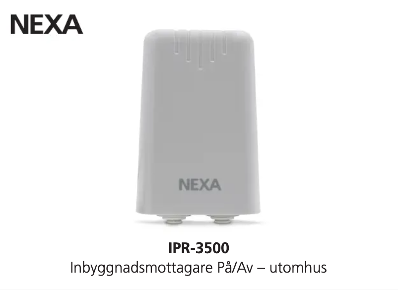 Page 1 de la notice Manuel utilisateur Nexa IPR-3500