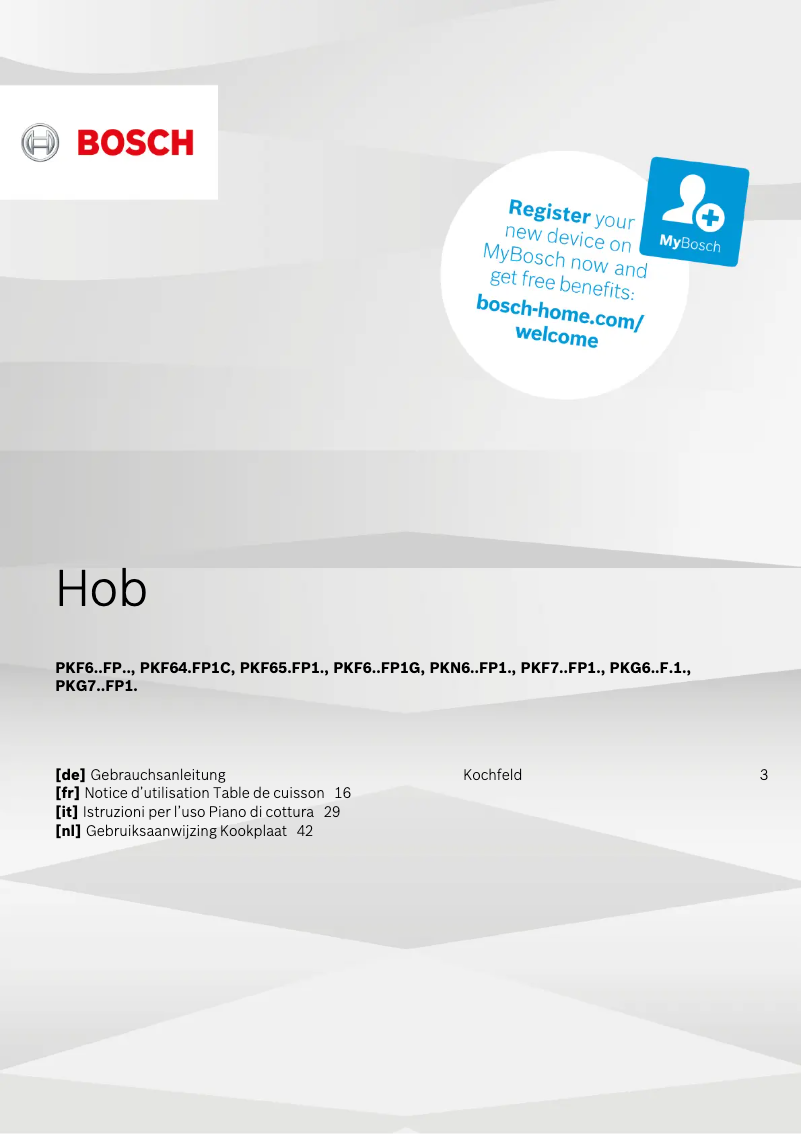 Page 1 de la notice Manuel utilisateur Bosch PKG775FP1E