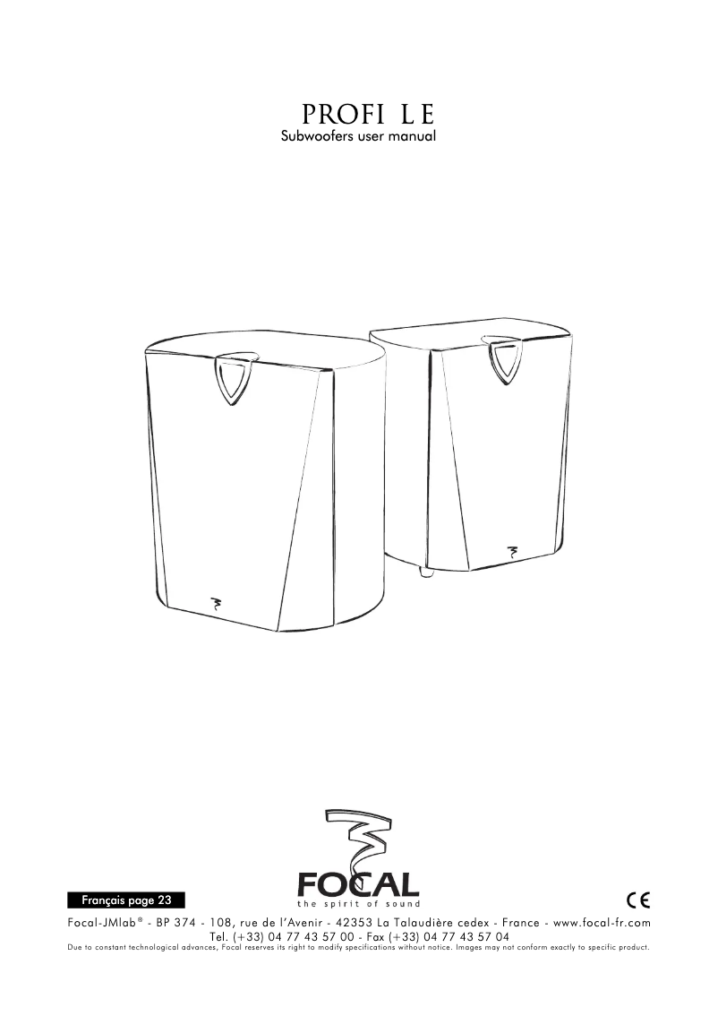 Página 1 del manual Manual de usuario Focal Profile SW 908