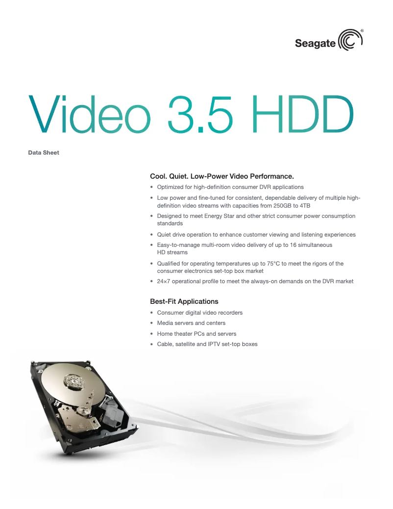 Page 1 de la notice Fiche technique Seagate Video 3.5 HDD