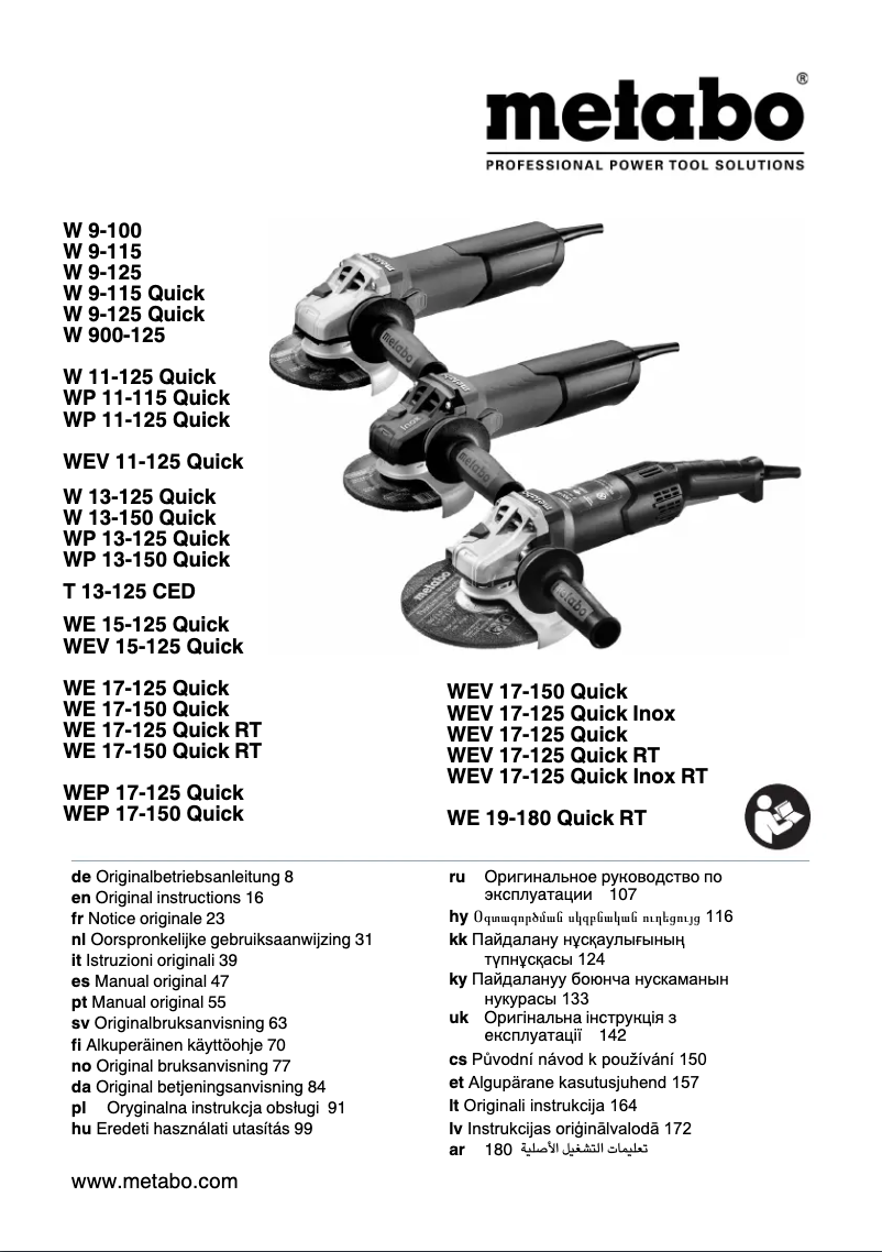 Page 1 de la notice Manuel utilisateur Metabo W 11-125 Quick