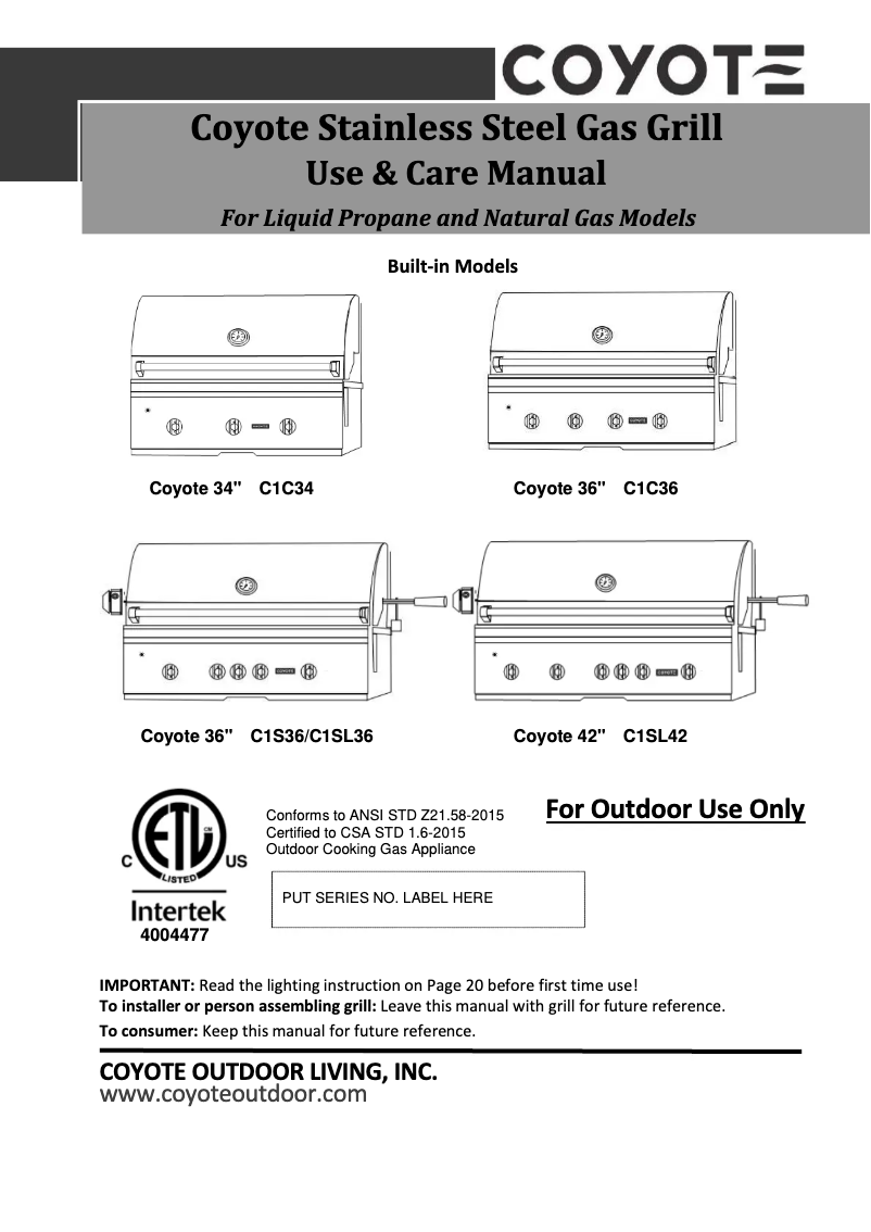 Image de la première page du manuel de l'appareil C1S36LP