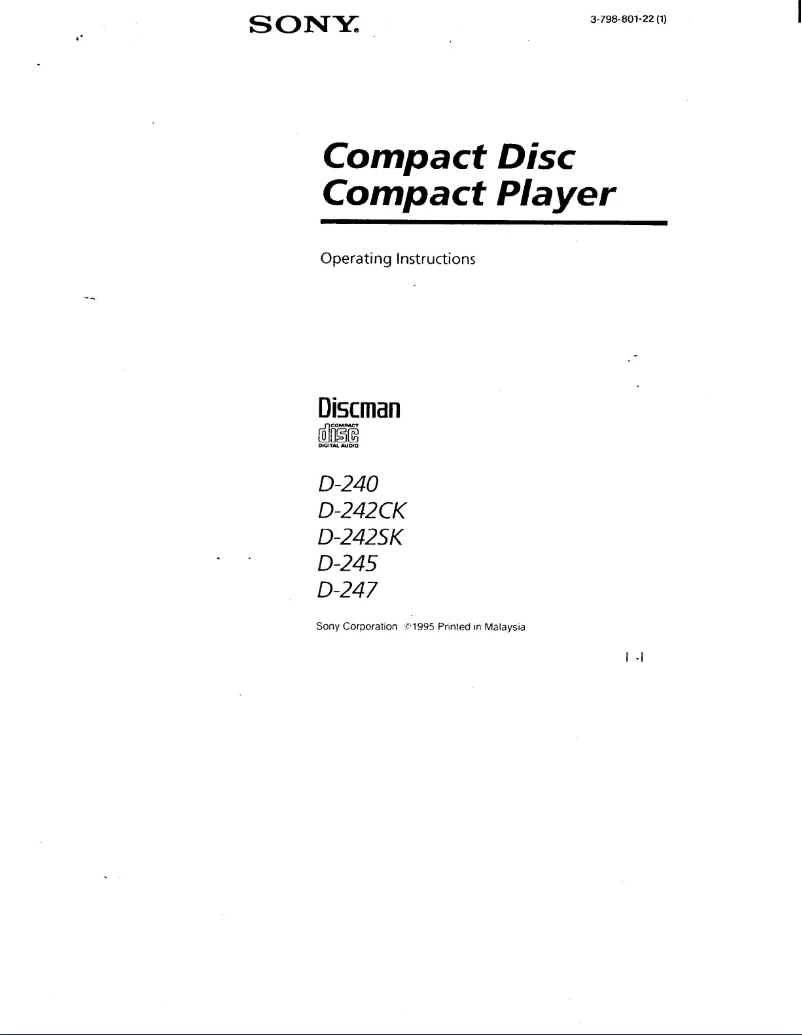 Image de la première page du manuel de l'appareil Discman D-247