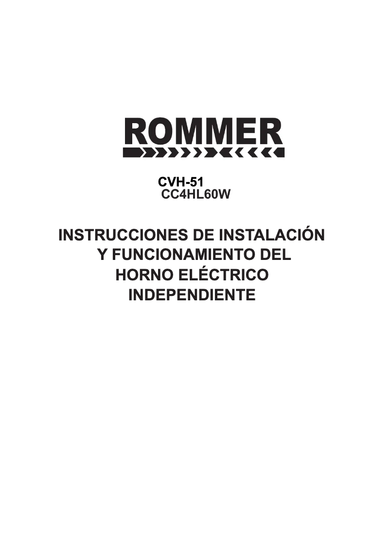 Page n°1 - Manuel utilisateur Rommer CVH 51
