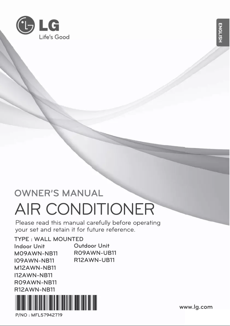 Page 1 de la notice Manuel utilisateur LG I09AWN-NB11