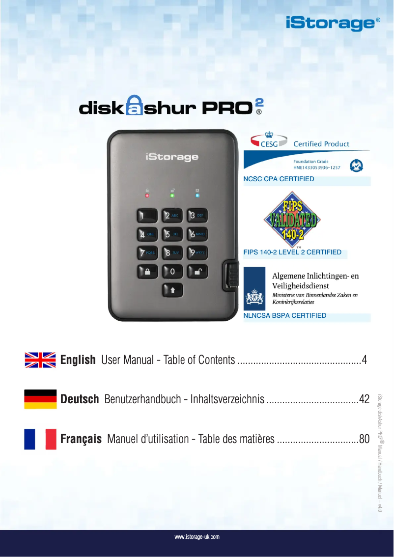 Página 1 del manual Manual de usuario iStorage diskAshur PRO2