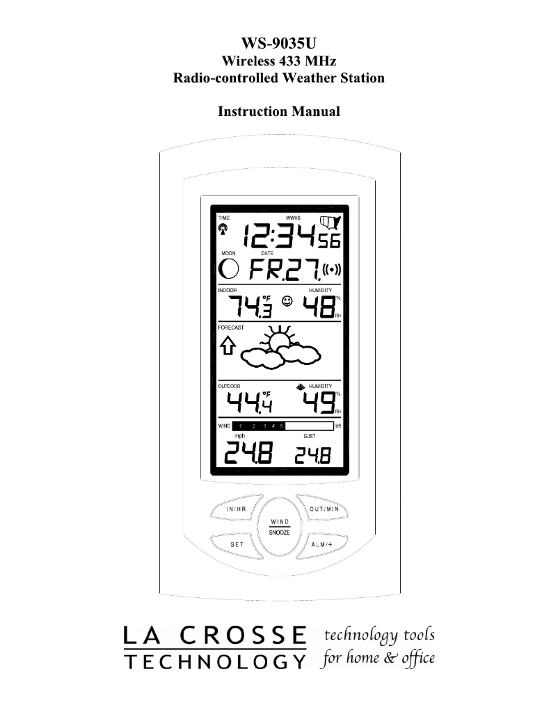 Page 1 de la notice Manuel utilisateur La Crosse Technology WS-9035U