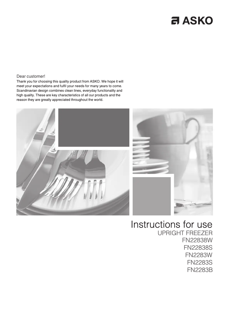 Page n°1 - Manuel utilisateur Asko FN2283S